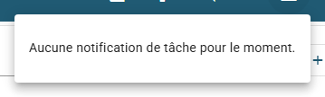 Le menu Notifications listant les tâches en arrière-plan avec leur date, leur type, leur fichier résultat, leur icône d'état et les actions de suppression et d'annulation