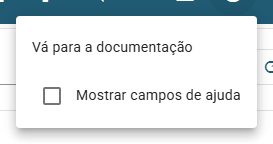O menu Ajuda com o link Vá para a documentação e a caixa de seleção Mostrar campos de ajuda