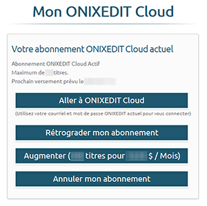 Gestion des services ONIXEDIT Cloud